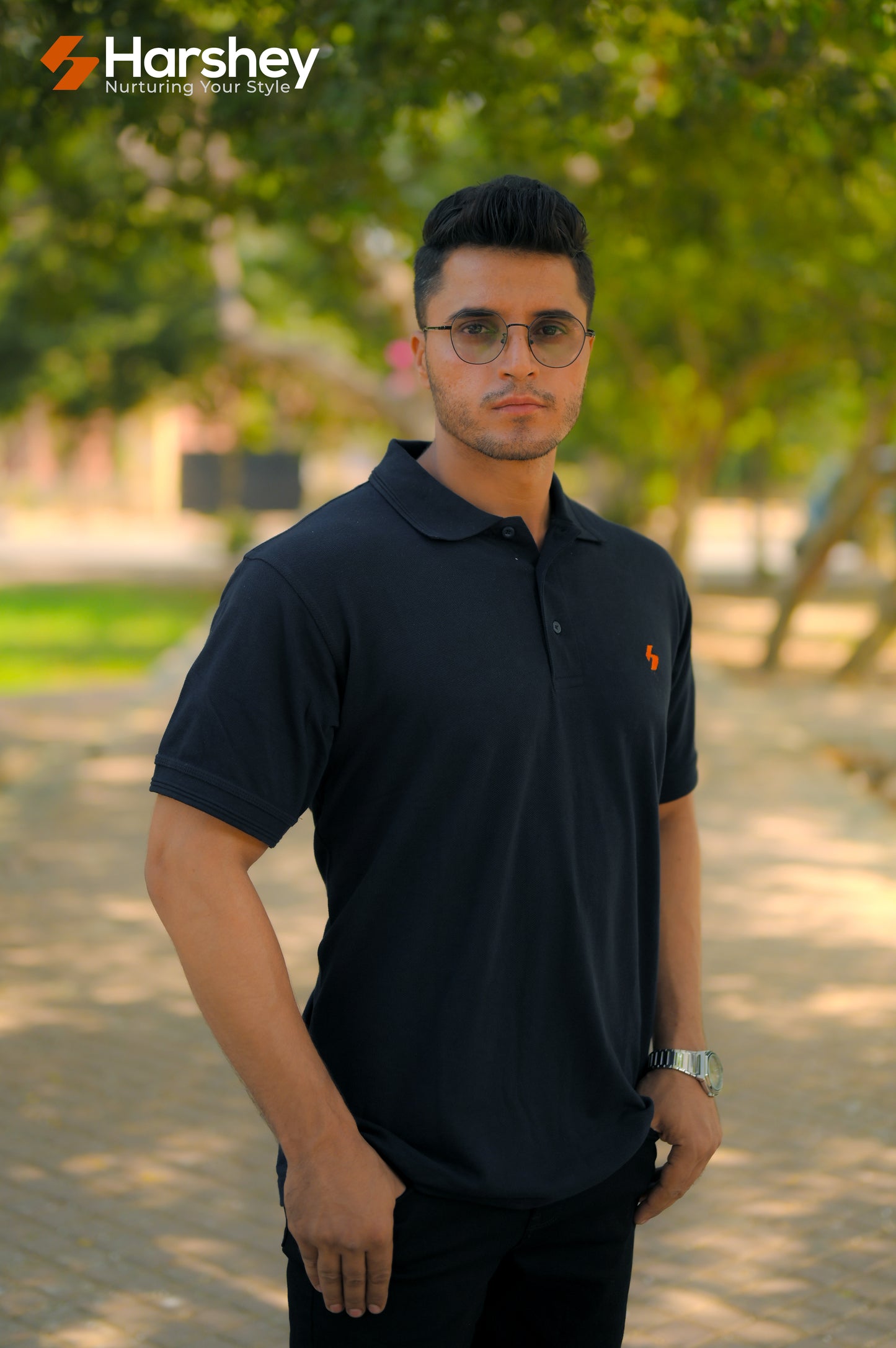 Classic Navy Blue Cotton Polo with Embroidered Logo