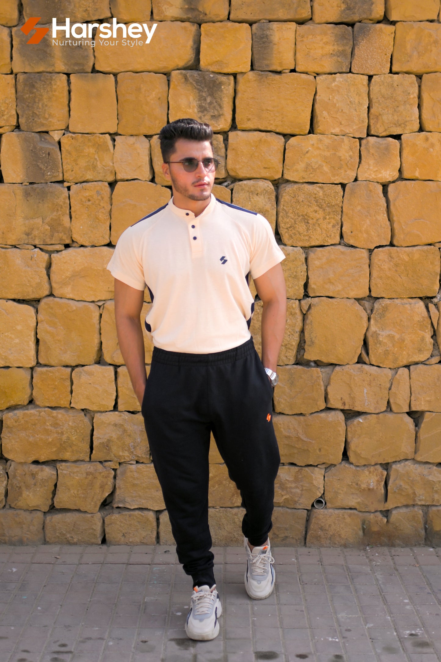 PO-J Mustard Yellow Polo - Black Logo - Cotton Material