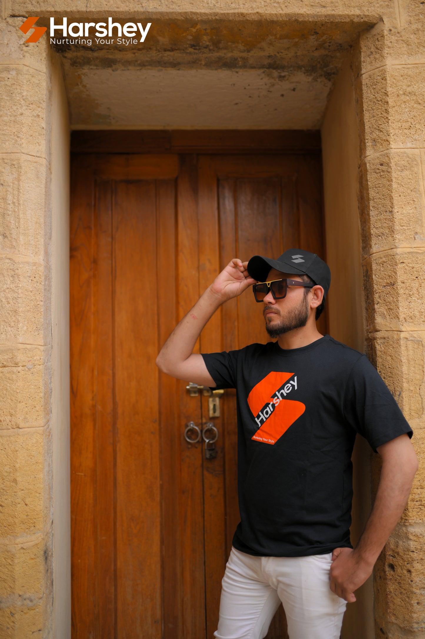 Crisp Cotton Jade Tee with Bold Harshey Logo