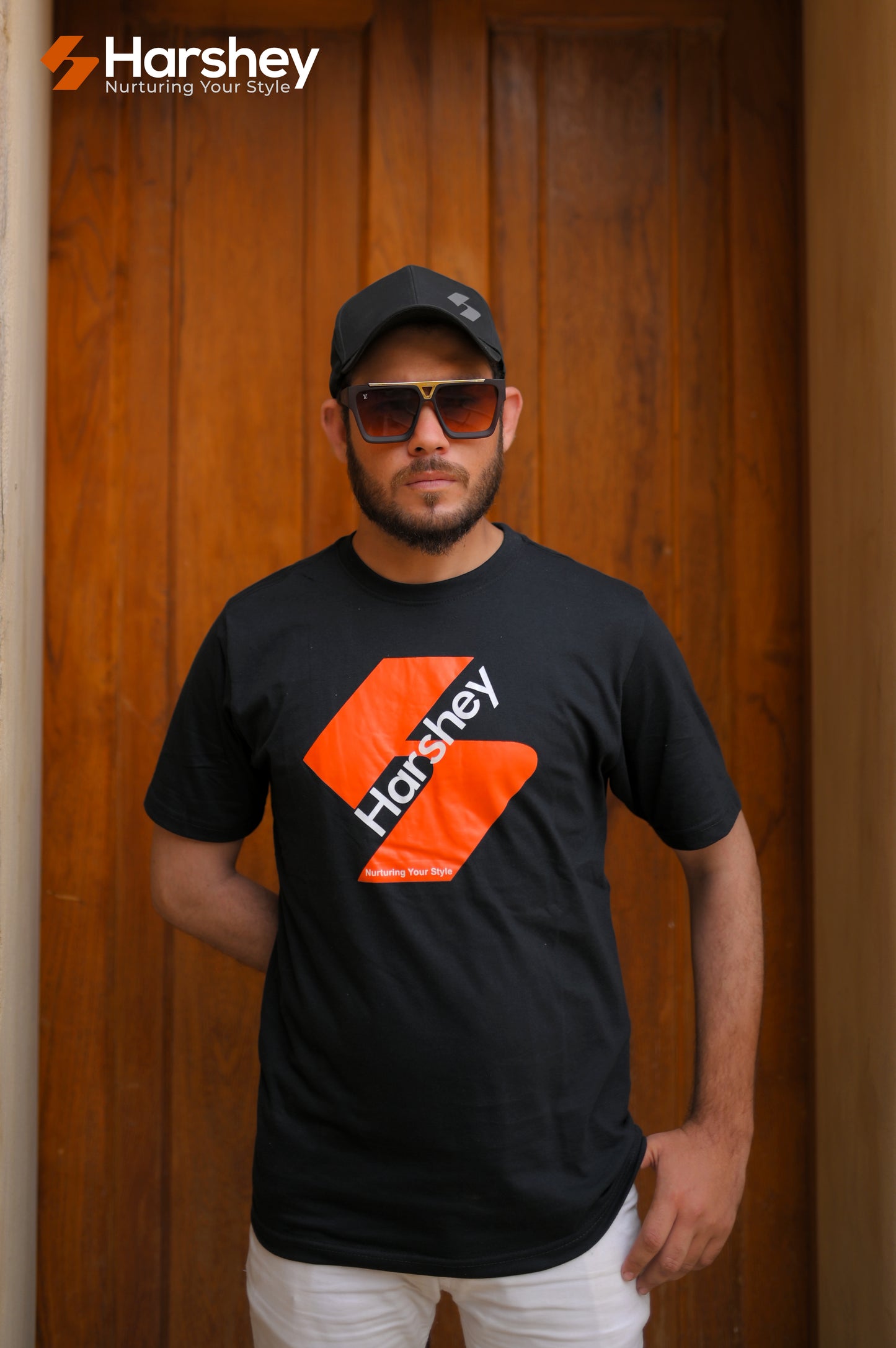 Crisp Cotton Jade Tee with Bold Harshey Logo