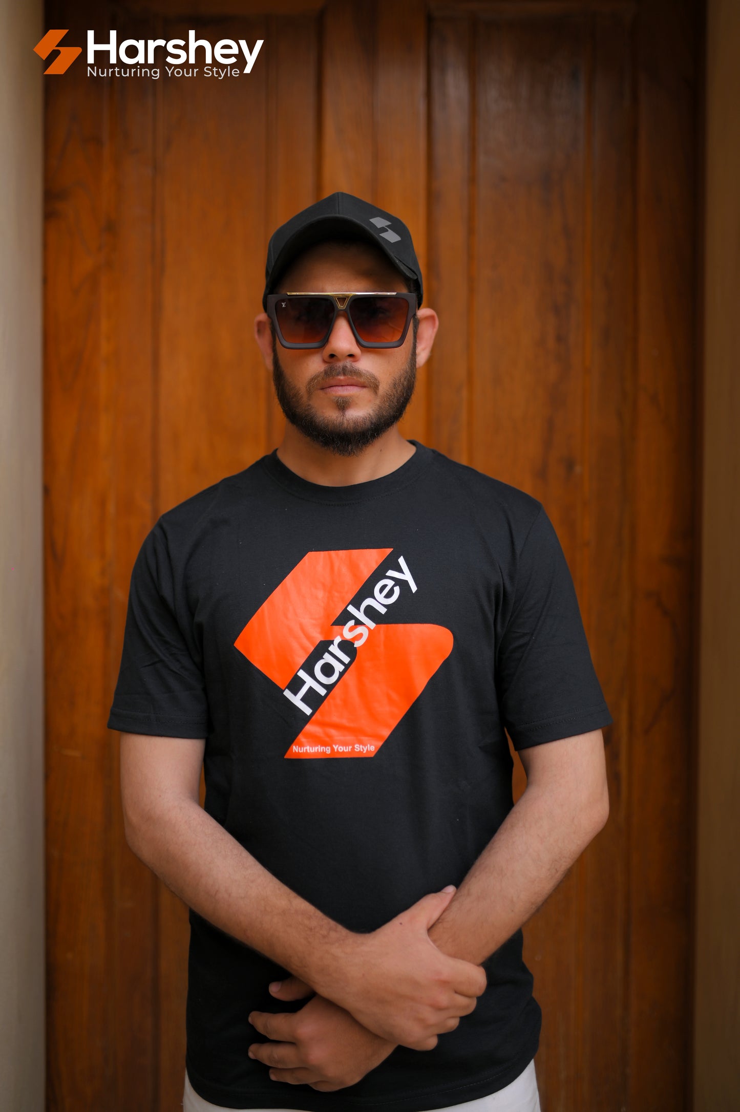 Crisp Cotton Jade Tee with Bold Harshey Logo